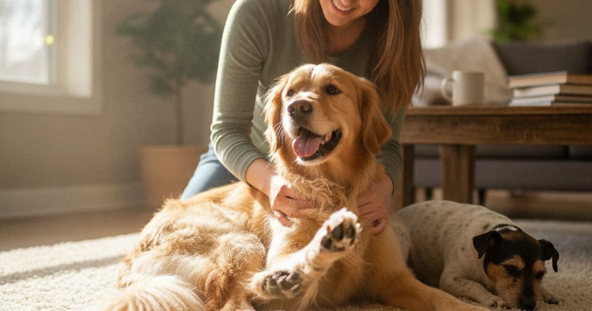 A dog being cared for at home, illustrating why is my dog dragging back paws? (causes explained)