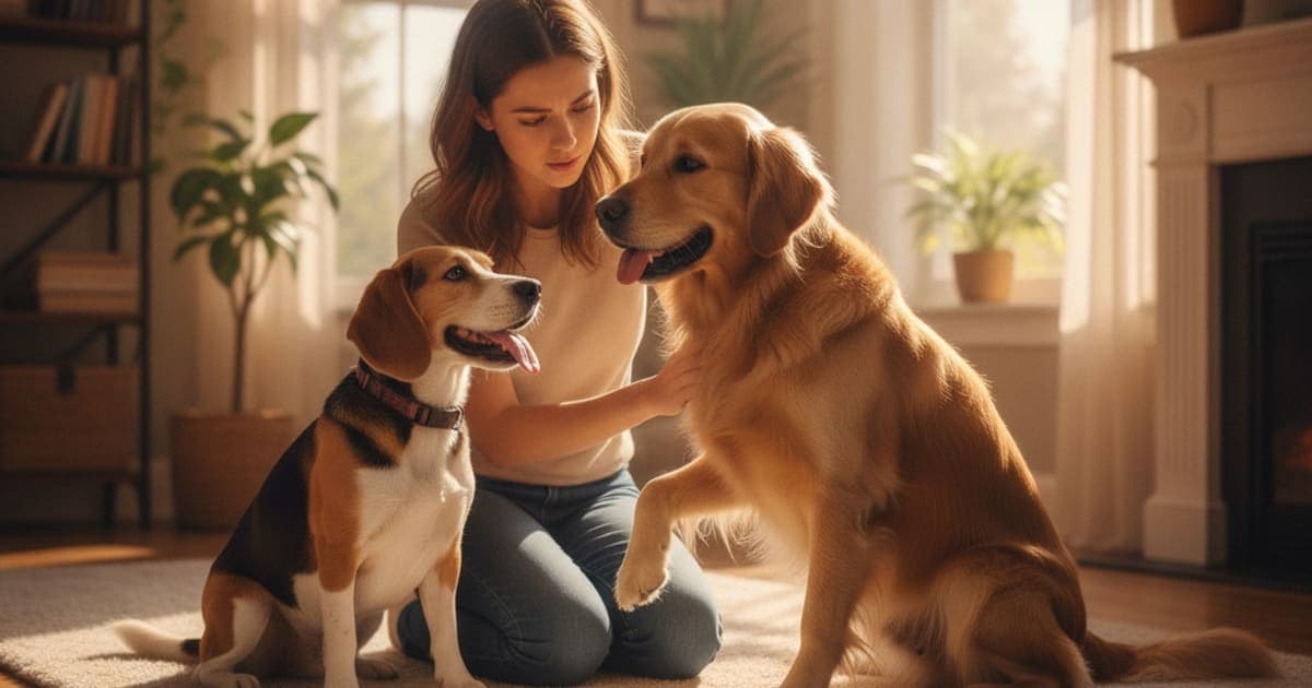 A dog being cared for at home, illustrating why is my dog limping on a back leg? (causes explained)