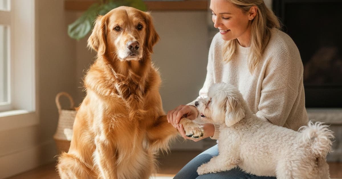 A dog being cared for at home, illustrating why is my dog limping on a front leg? (common causes)