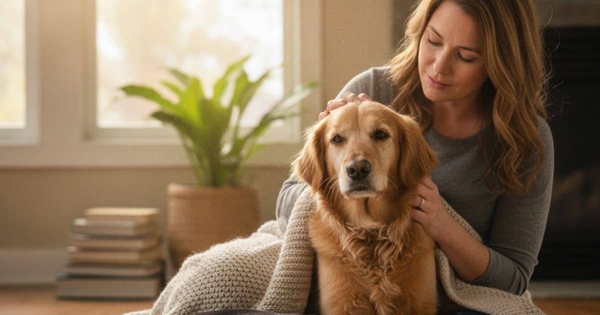 A dog being cared for at home, illustrating why is my dog loss of appetite with pain? (causes explained)