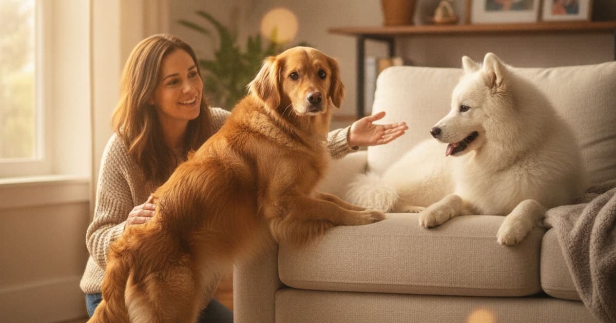 A dog being cared for at home, illustrating why is my dog reluctant to jump on the couch? (causes)