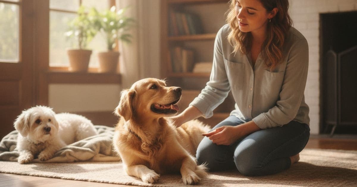 A dog being cared for at home, illustrating why is my dog shaking in the back legs? (causes)