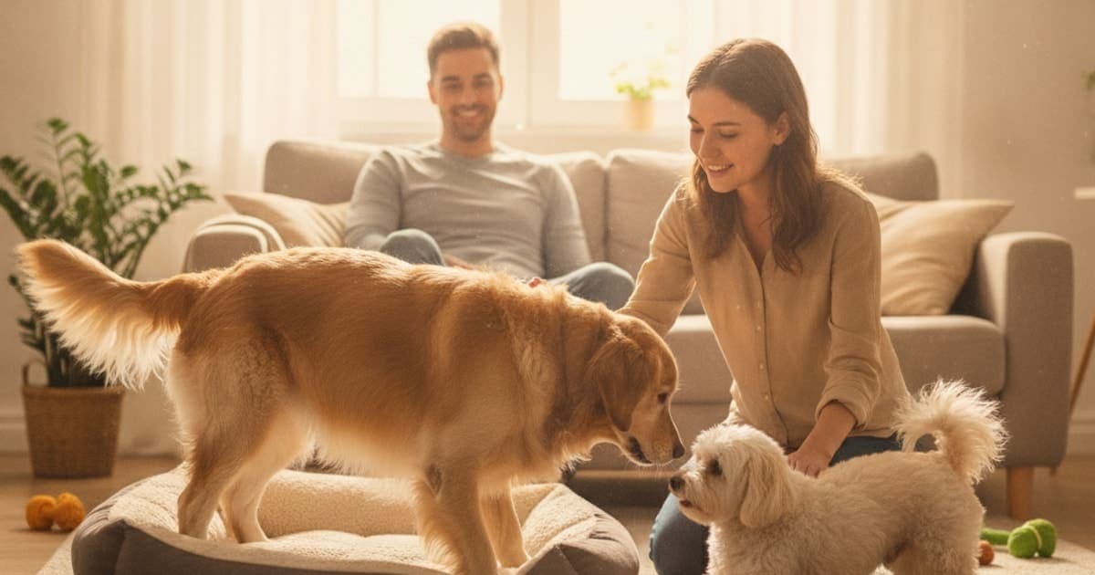 A dog being cared for at home, illustrating why is my dog stiff after resting? (causes explained)