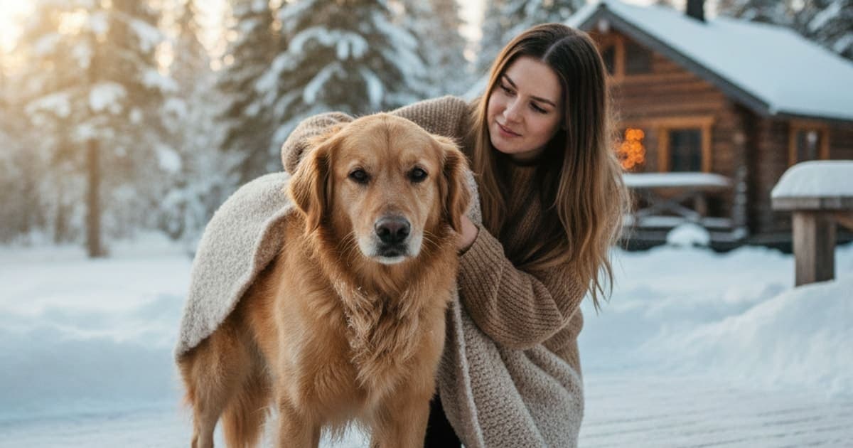 A dog being cared for at home, illustrating why is my dog stiff in cold weather? (causes explained)
