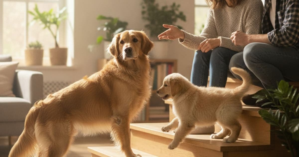 A dog being cared for at home, illustrating why is my dog having trouble with stairs? (causes)