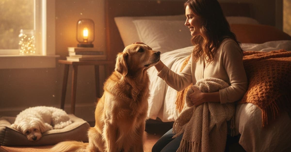 A dog being cared for at home, illustrating why is my dog whining at night? (common causes)