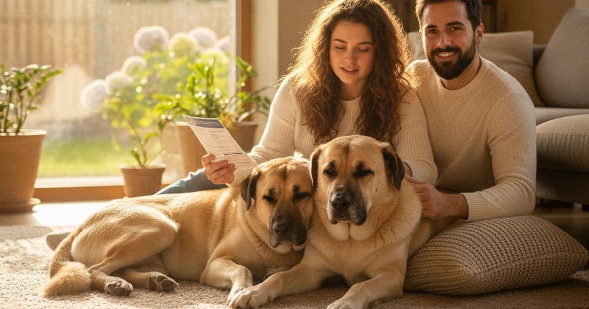 A dog being cared for at home, illustrating why kangals are prone to joint problems