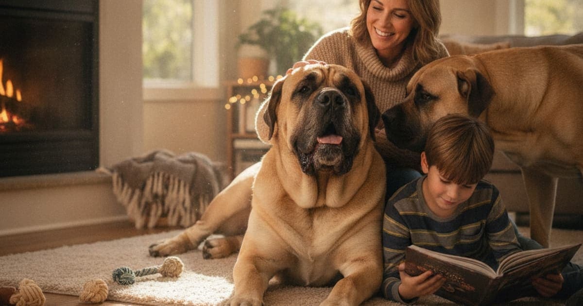 A dog being cared for at home, illustrating why mastiffs are prone to joint problems