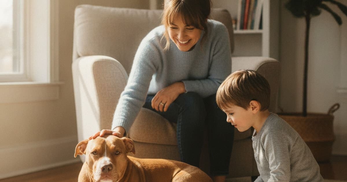 A dog being cared for at home, illustrating why pit bulls are prone to joint problems