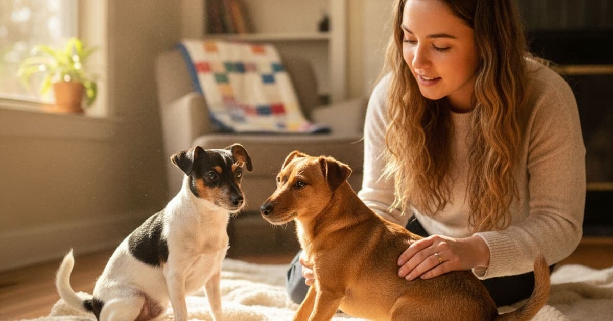A dog being cared for at home, illustrating why rat terriers are prone to joint problems