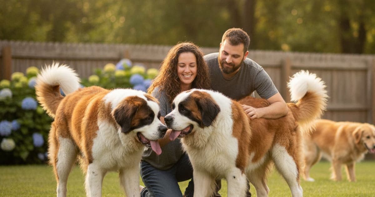 A dog being cared for at home, illustrating why saint bernards are prone to joint problems