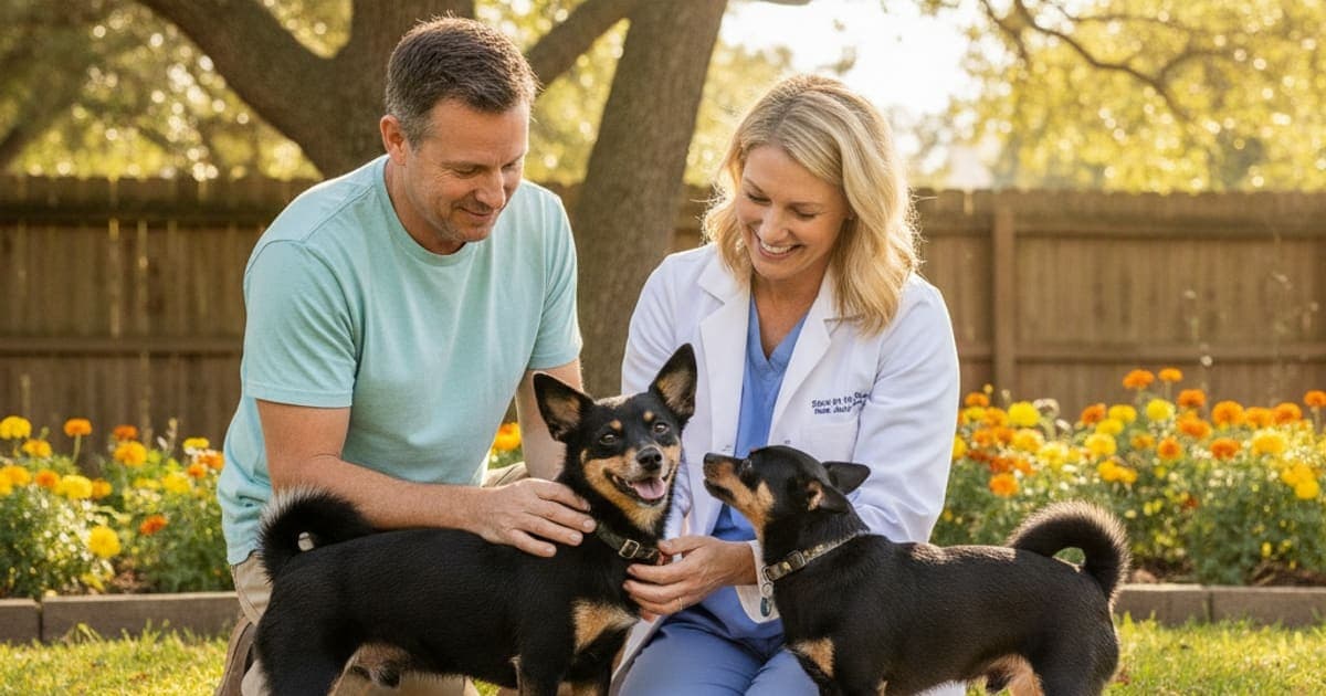 A dog being cared for at home, illustrating why schipperkes are prone to joint problems