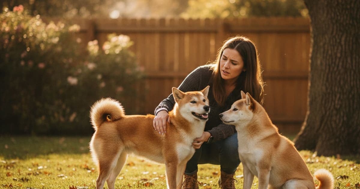 A dog being cared for at home, illustrating shiba inus joint problems