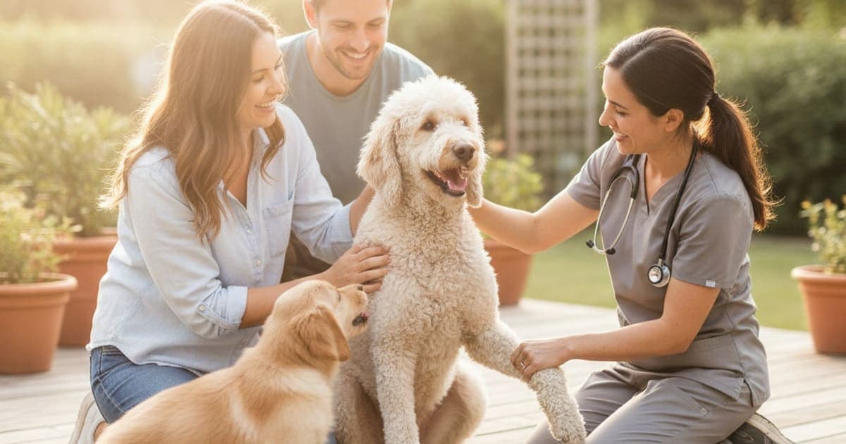 A dog being cared for at home, illustrating why standard poodles are prone to joint problems