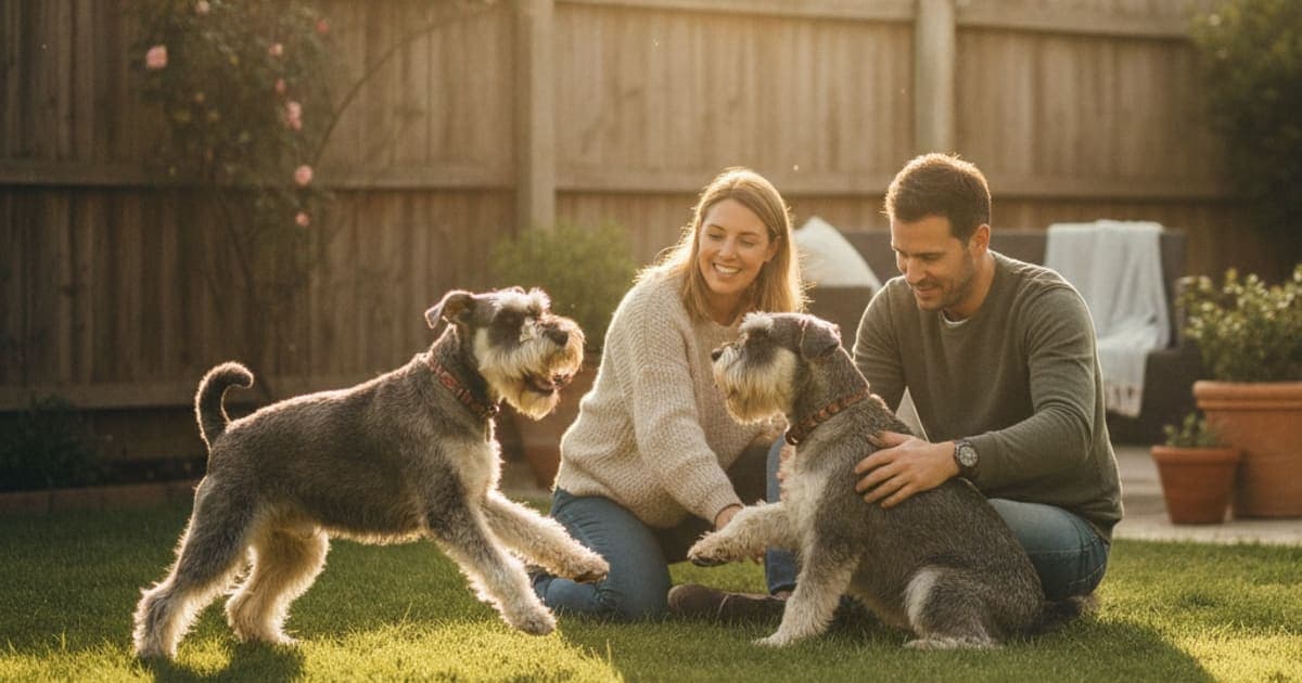 A dog being cared for at home, illustrating why standard schnauzers are prone to joint problems