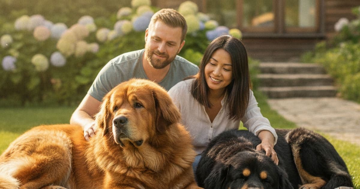 A dog being cared for at home, illustrating why tibetan mastiffs are prone to joint problems