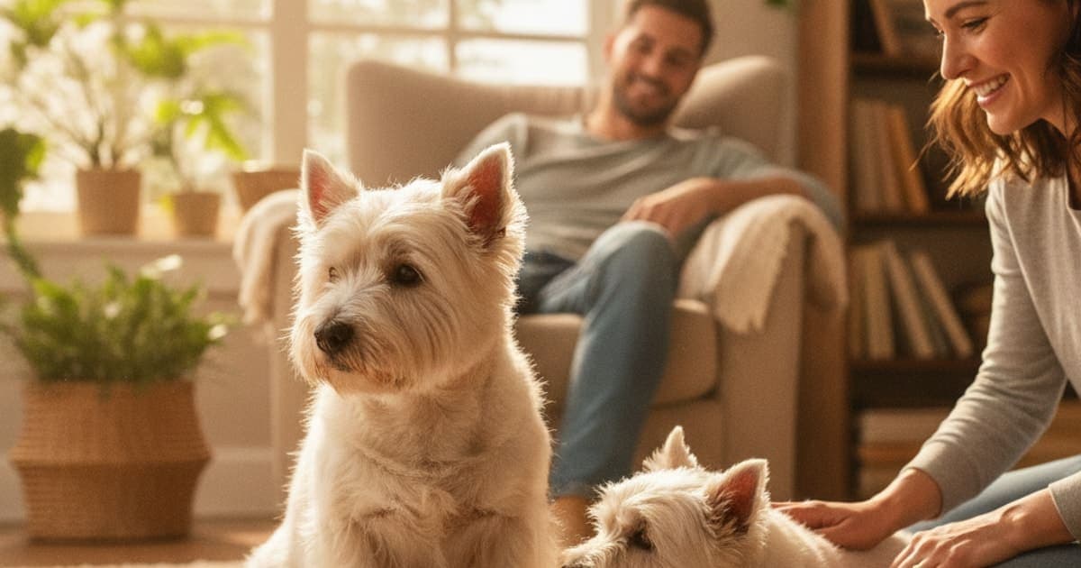 A dog being cared for at home, illustrating why west highland terriers are prone to joint problems