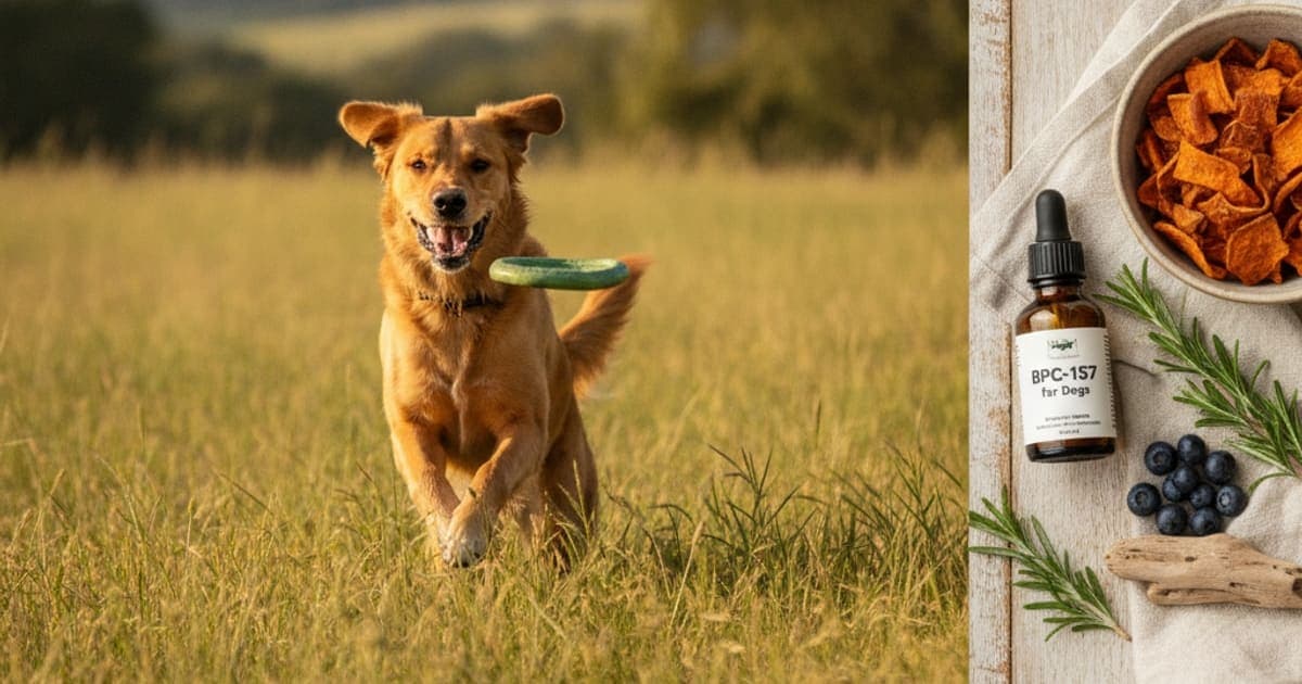 A dog being cared for at home, illustrating wolverine stack peptides for dogs: bpc-157 explained