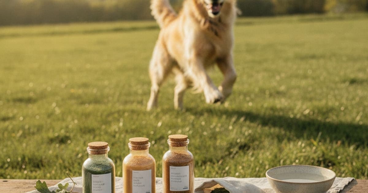 A dog being cared for at home, illustrating zoom dog supplements