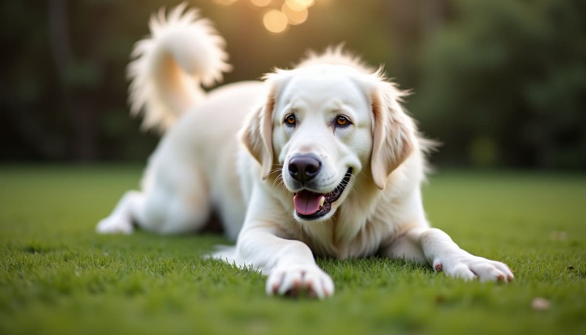 A dog being cared for at home, illustrating great pyrenees joint health guide