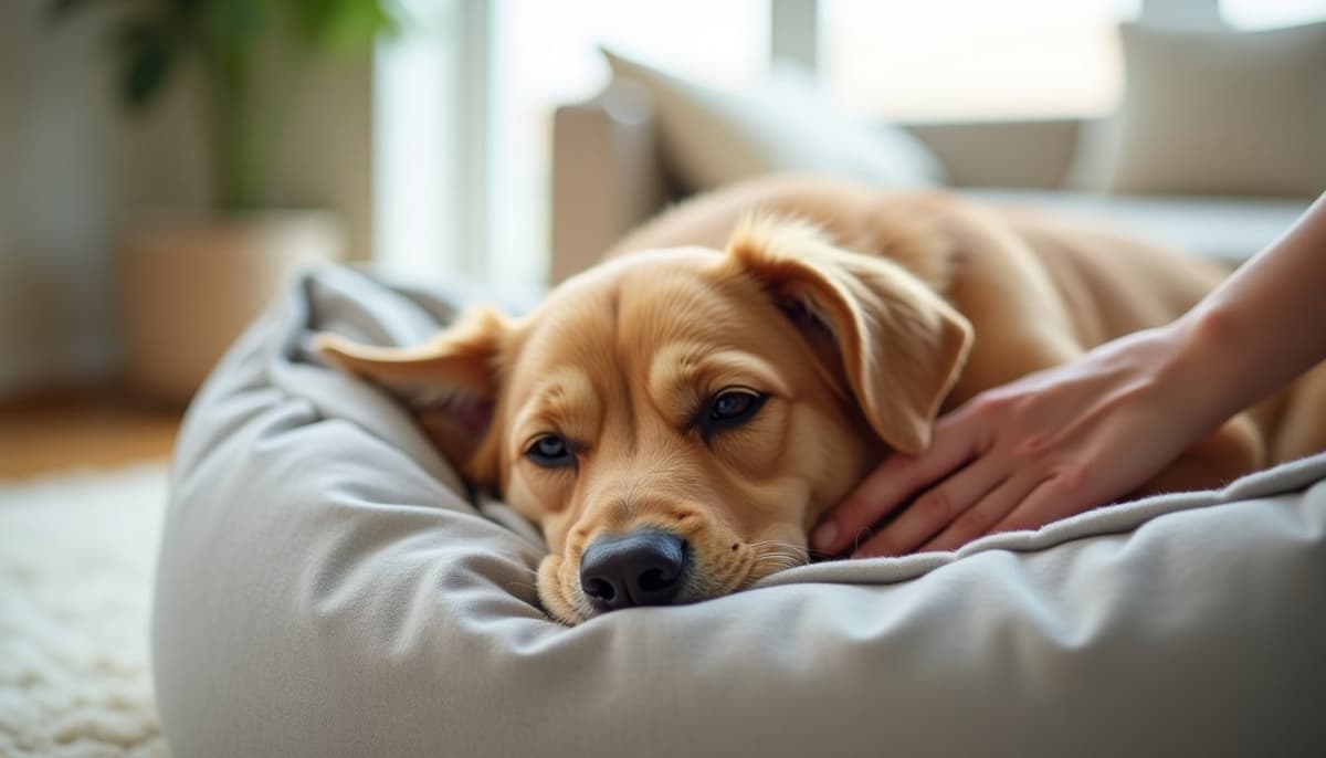 A dog being cared for at home, illustrating what do i need to know about hip arthritis in dogs