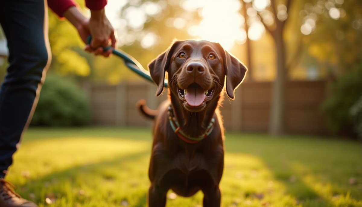 A dog on a walk — Canine Rehabilitation in Bridgeport, CT
