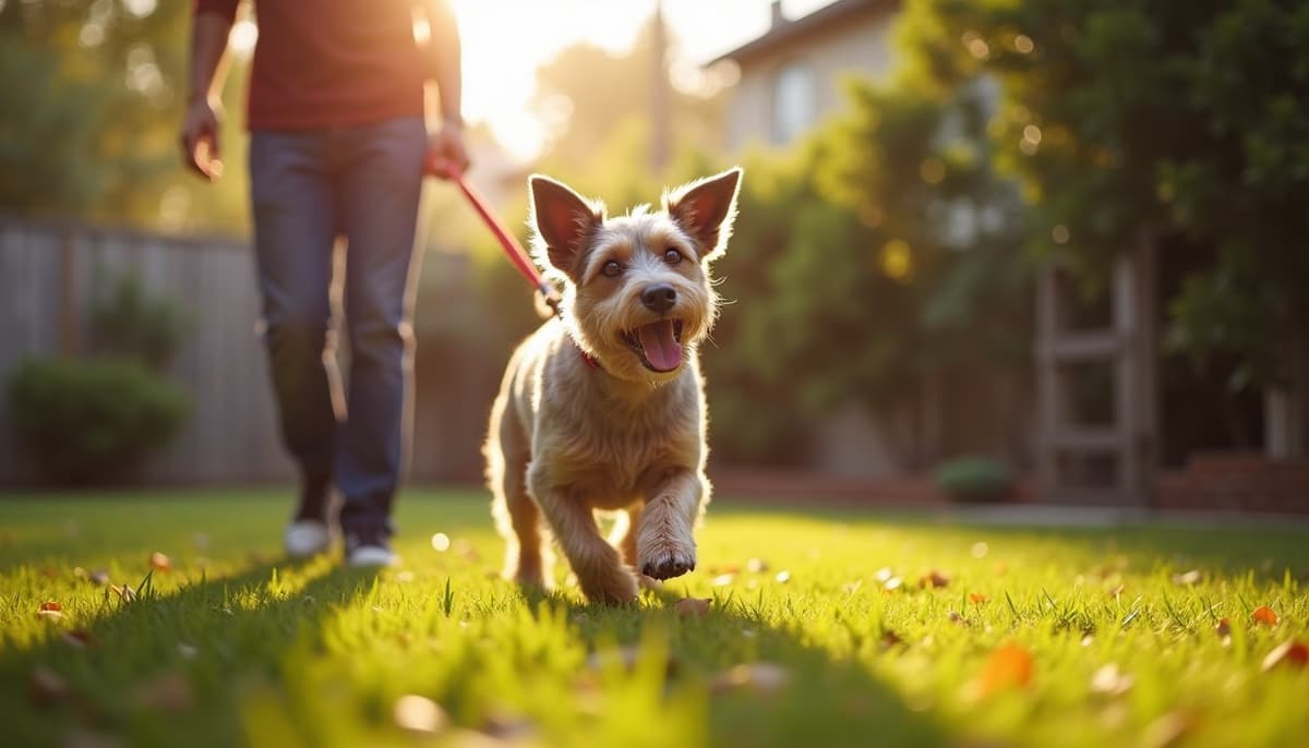 A dog on a walk — Dog Hip Dysplasia Treatment Cost in Fresno, CA