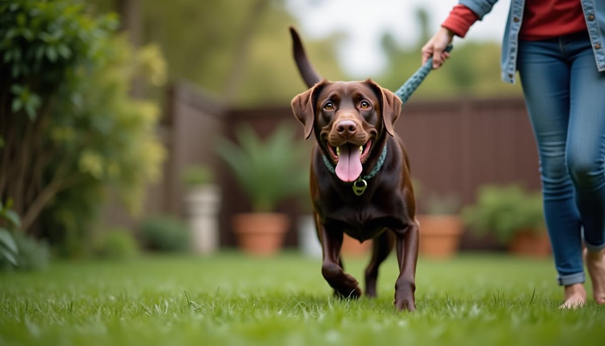 A dog on a walk — Dog Hip Dysplasia Treatment Cost in Salinas, CA