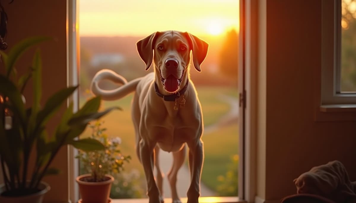 A dog on a walk — Hip Dysplasia Treatment Cost San Bernardino CA