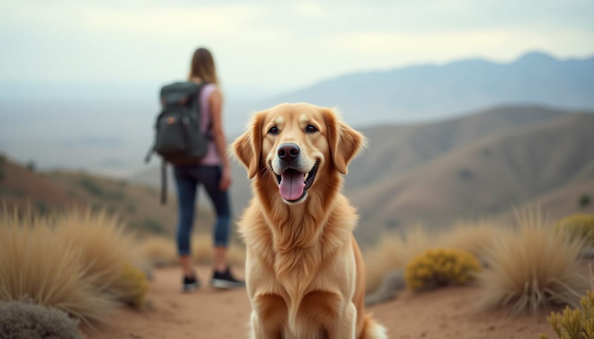 A dog on a walk — Dog Hip Dysplasia Treatment Cost in Victorville, CA