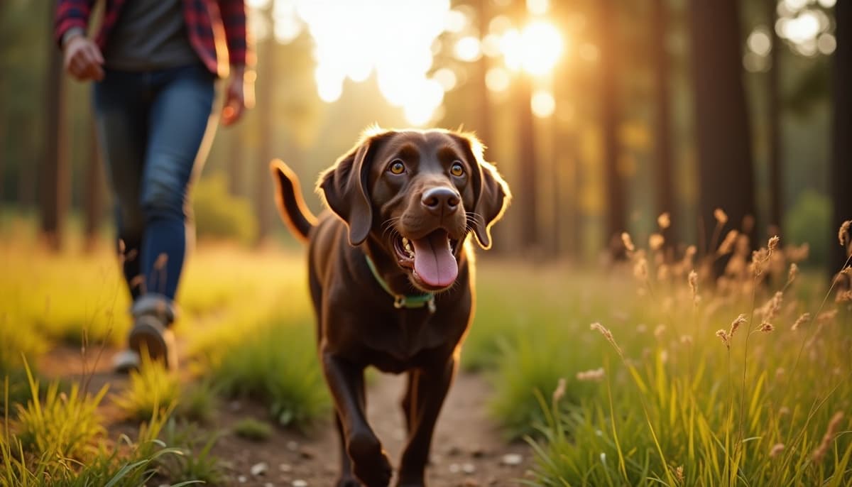 A dog on a walk — Dog Hip Dysplasia Treatment Cost in Visalia, CA