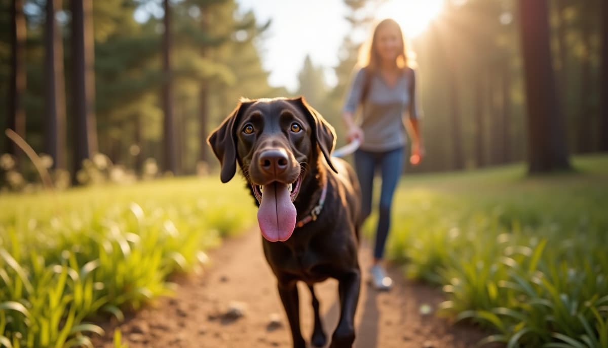 A dog on a walk — Dog Knee Brace Fitting in Anaheim, CA