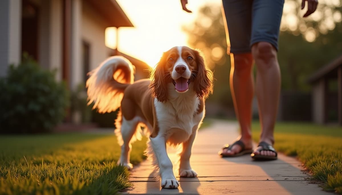 A dog on a walk — Dog Knee Brace Fitting in Brownsville TX