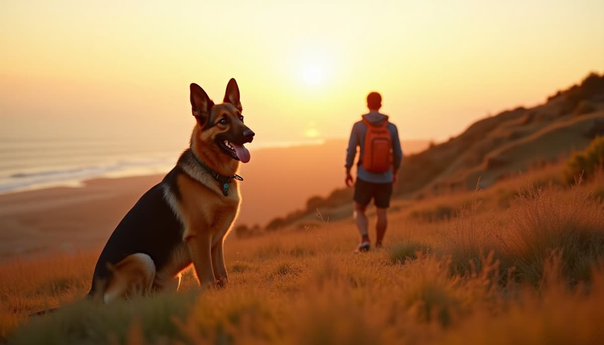 A dog on a walk — Dog Knee Brace Fitting in Costa Mesa, CA