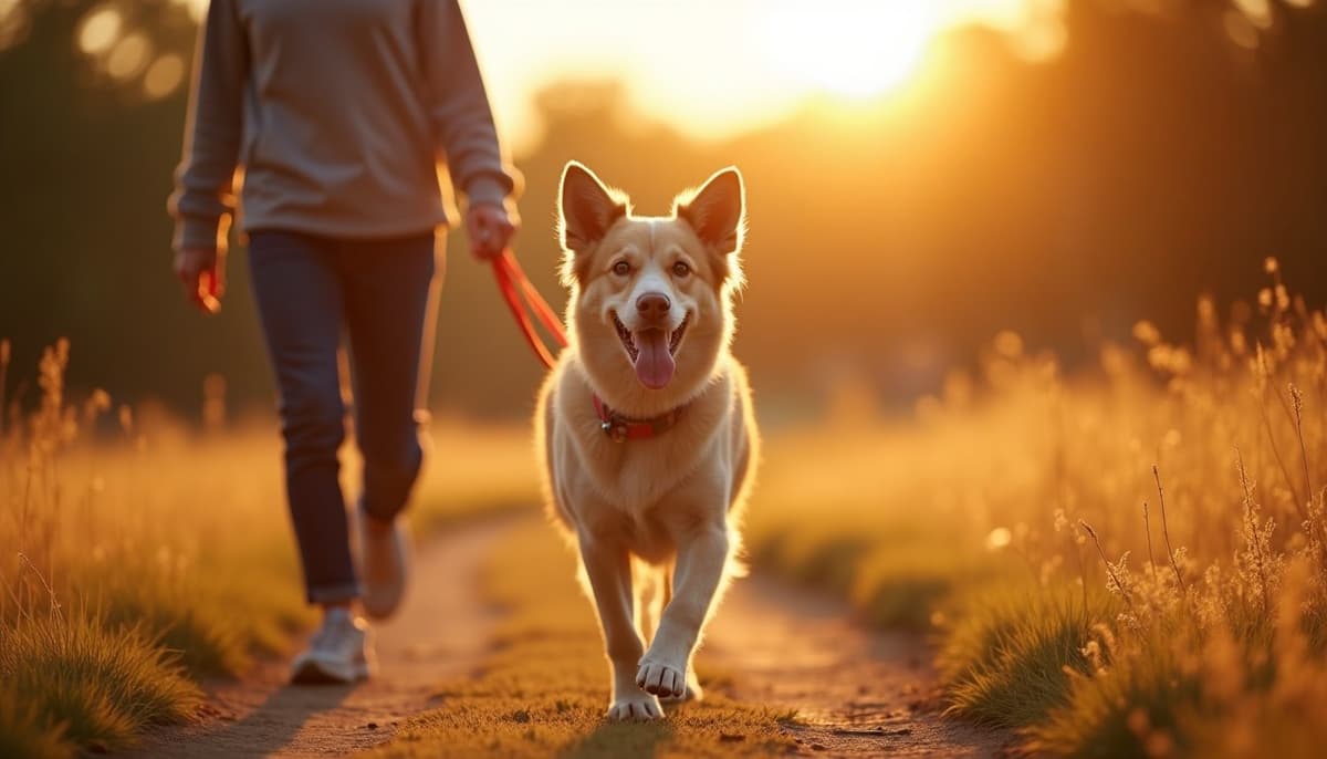A dog on a walk — Dog Knee Brace Fitting in Dallas TX