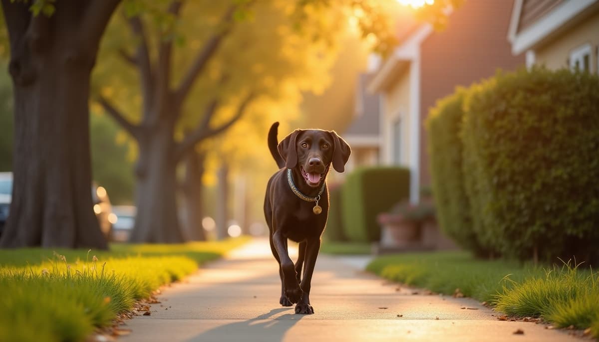 A dog on a walk — Dog Knee Brace Fitting in Hayward, CA