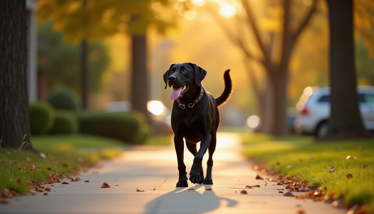 A dog on a walk — Dog Knee Brace Fitting in High Point, NC