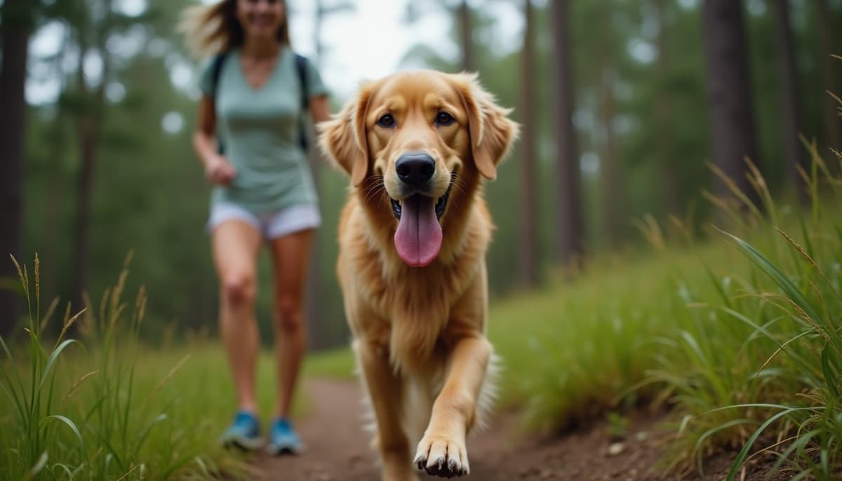 A dog on a walk — Dog Knee Brace Fitting in Palm Bay, FL
