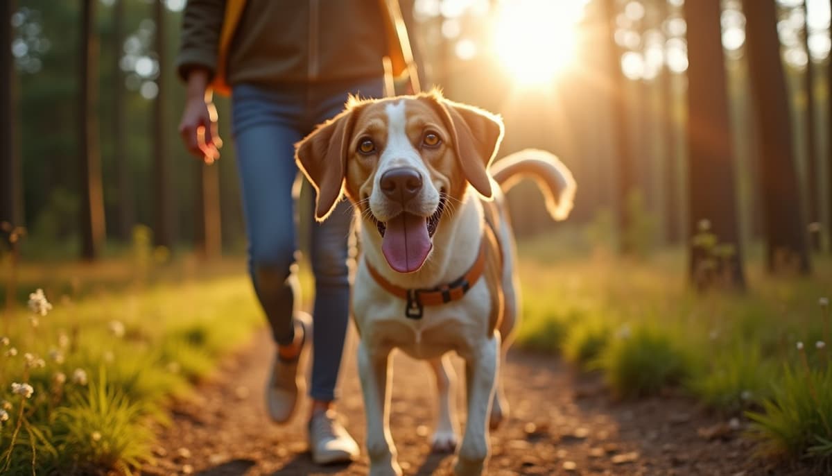 A dog on a walk — Dog Knee Brace Fitting in Richmond, VA