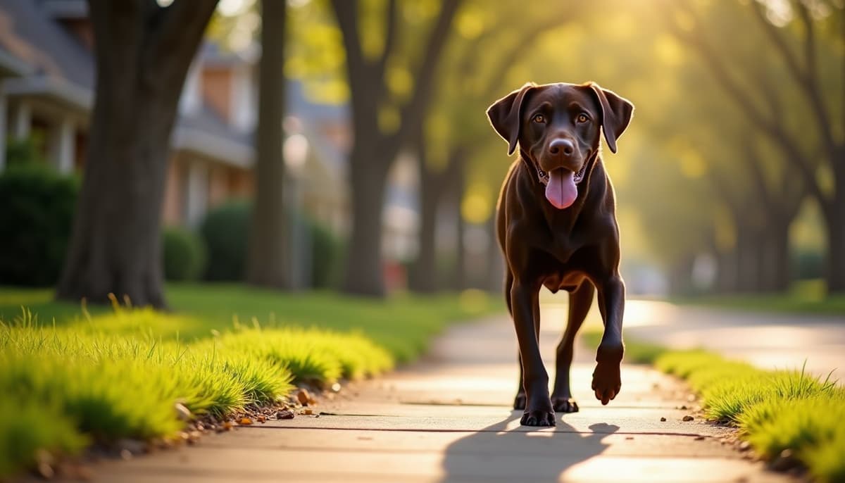 A dog on a walk — Dog Knee Brace Fitting in Round Rock, TX