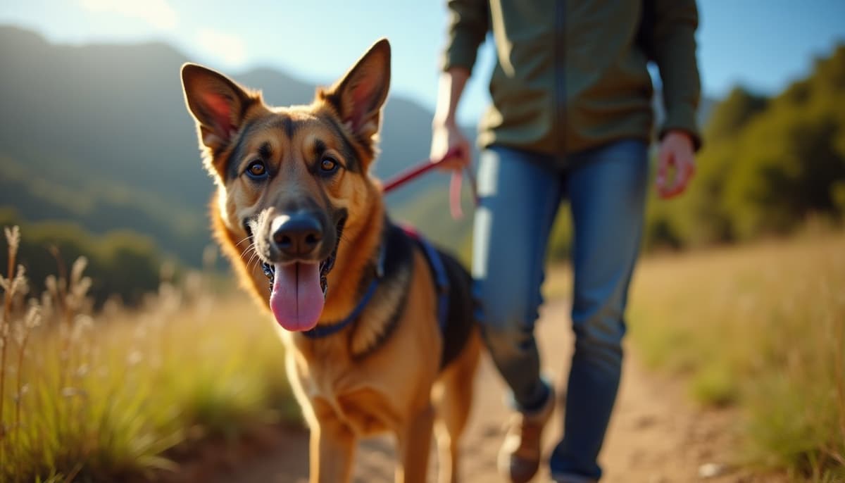 A dog on a walk — Dog Knee Brace Fitting in Salinas, CA