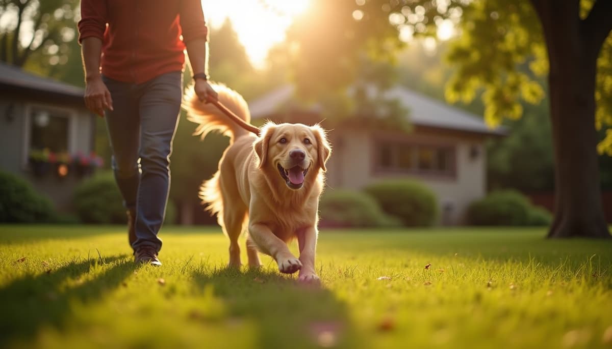 A dog on a walk — Dog Physical Therapy in Saint Paul, MN