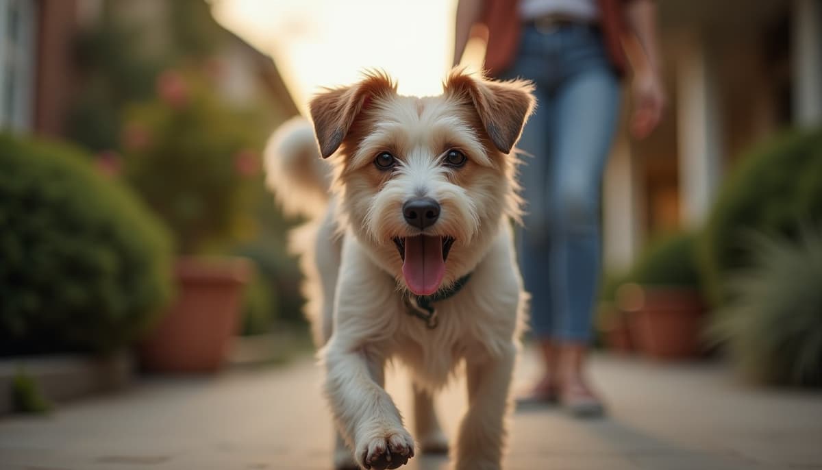 A dog on a walk — Dog Physical Therapy in Santa Clara, CA