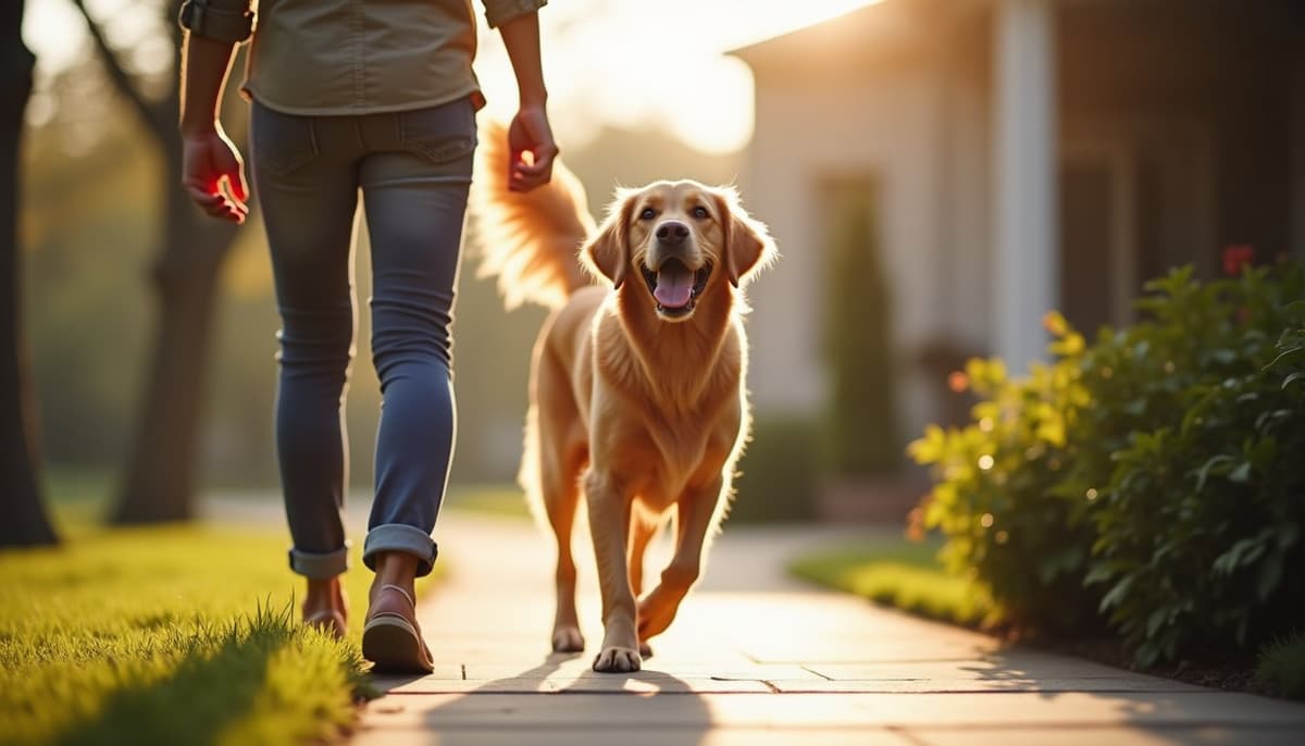A dog on a walk — Dog Supplements in Plano, TX
