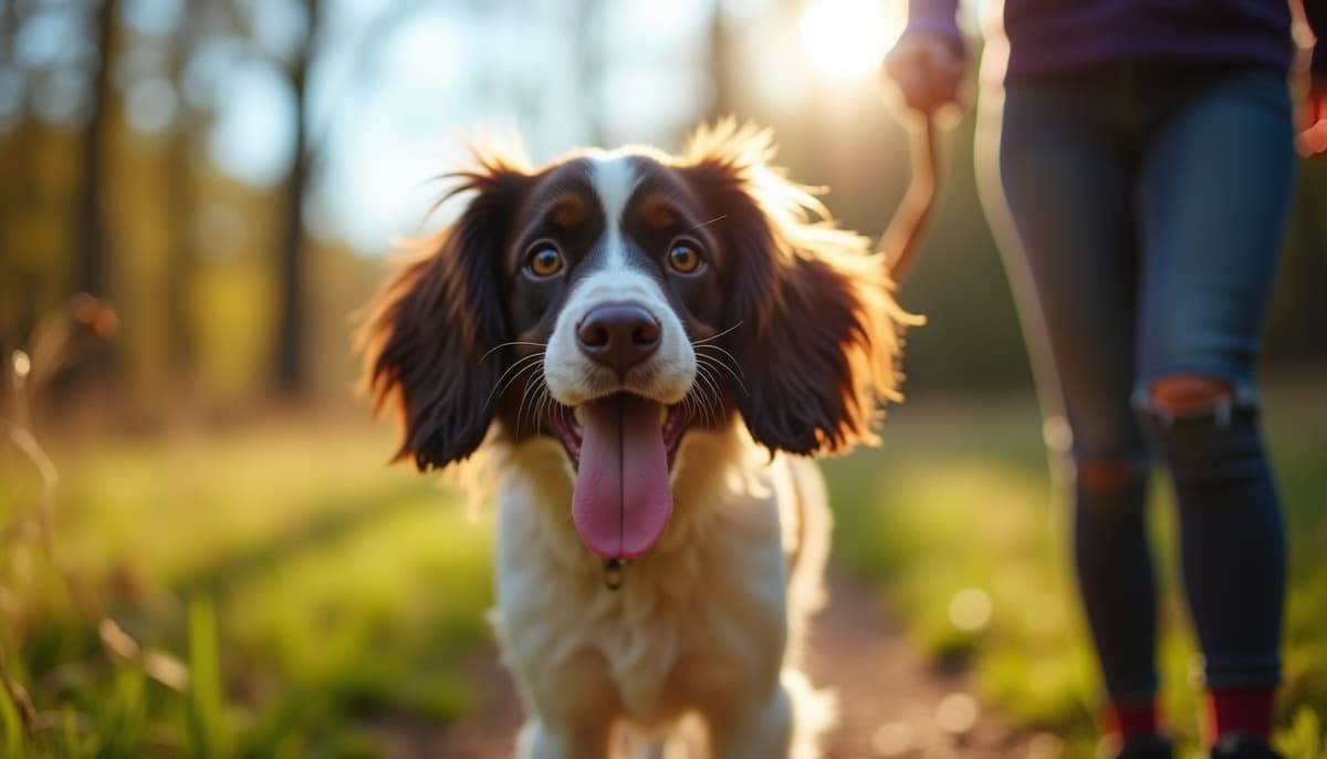 A dog on a walk — Mobile Vet for Senior Dogs in Arlington, TX
