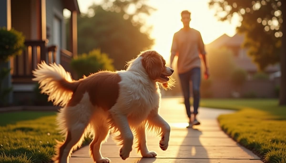 A dog on a walk — Mobile Vet for Senior Dogs in Denton, TX