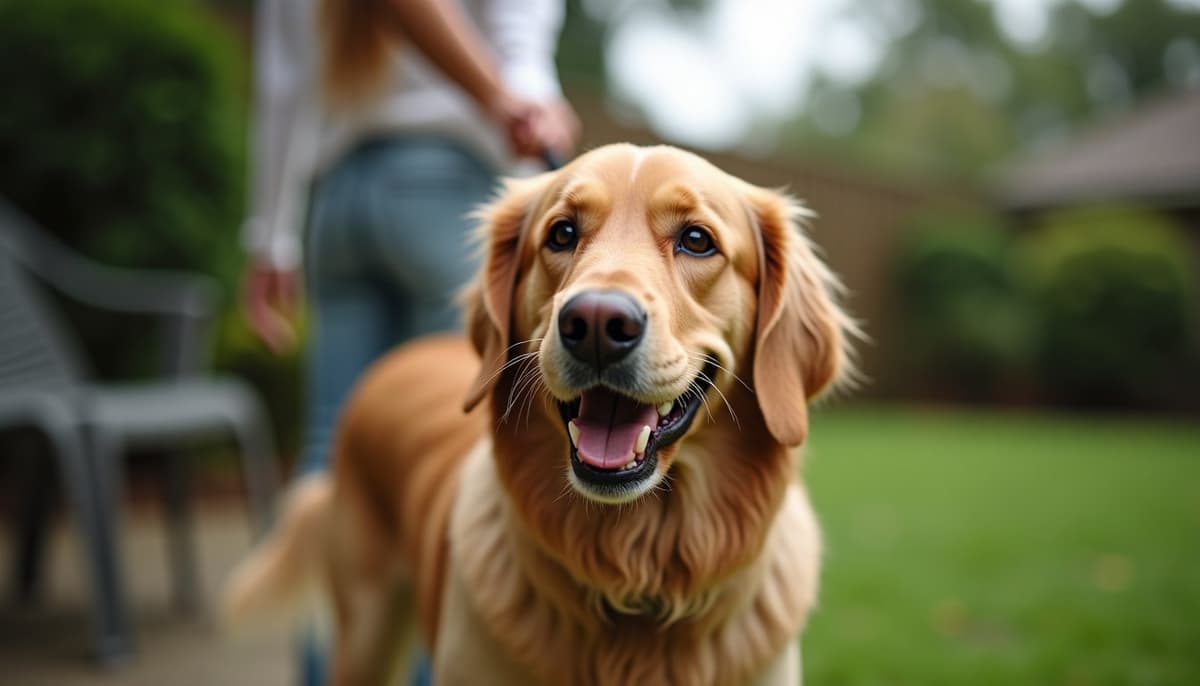A dog on a walk — Mobile Vet for Senior Dogs in Houston, TX