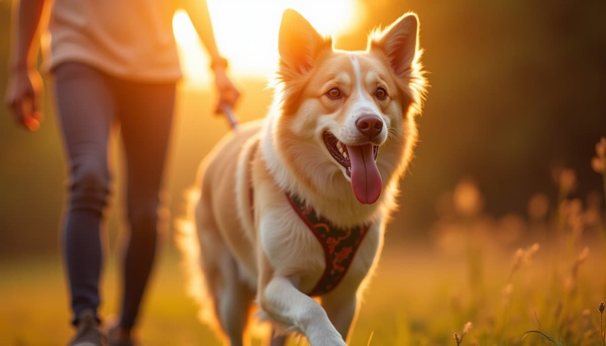 A dog on a walk — Mobile Vet for Senior Dogs in San Jose, CA
