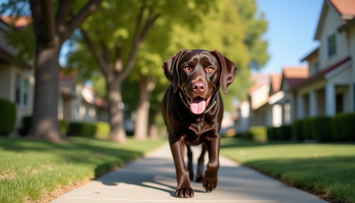 A dog on a walk — Mobile Vet for Senior Dogs in Stockton, CA