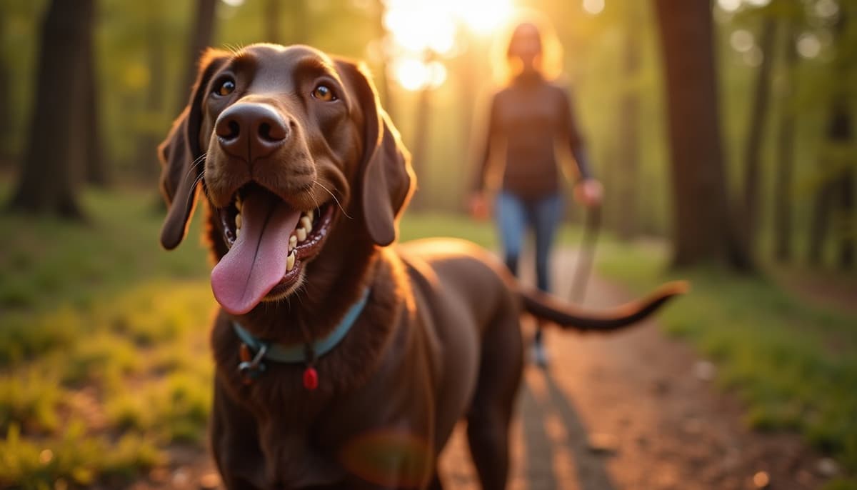 A dog on a walk — Mobile Vet for Senior Dogs in Yonkers, NY